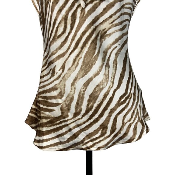 Vintage Y2K Satin Blouse, Sleeveless Tiger Print Top - Picture 3 of 9